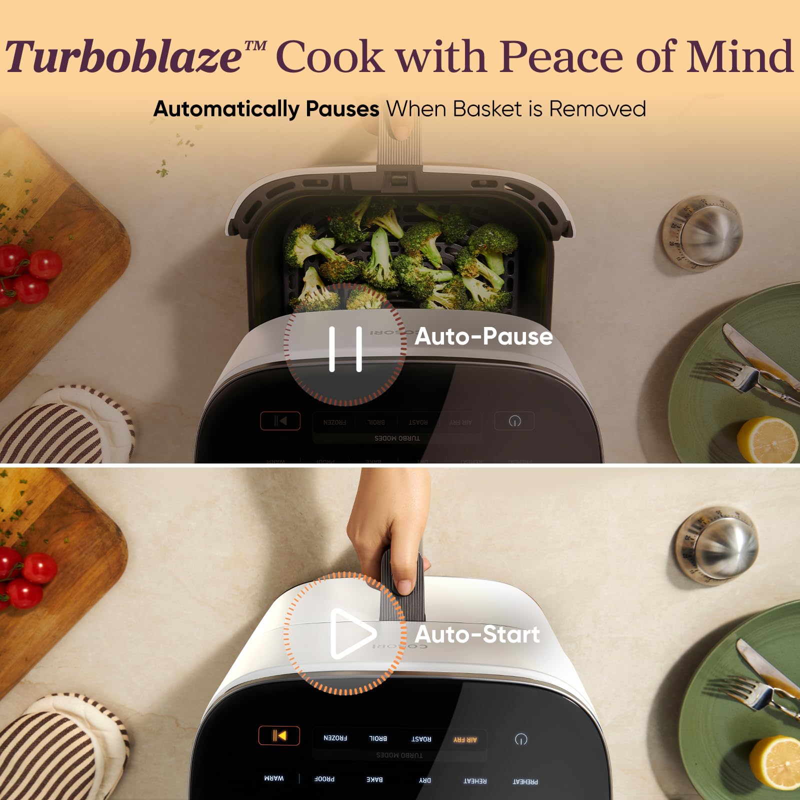 Cosori TurboBlaze Air Fryer, 9-in-1, 6 Qt, PFAS-Free Ceramic Coating