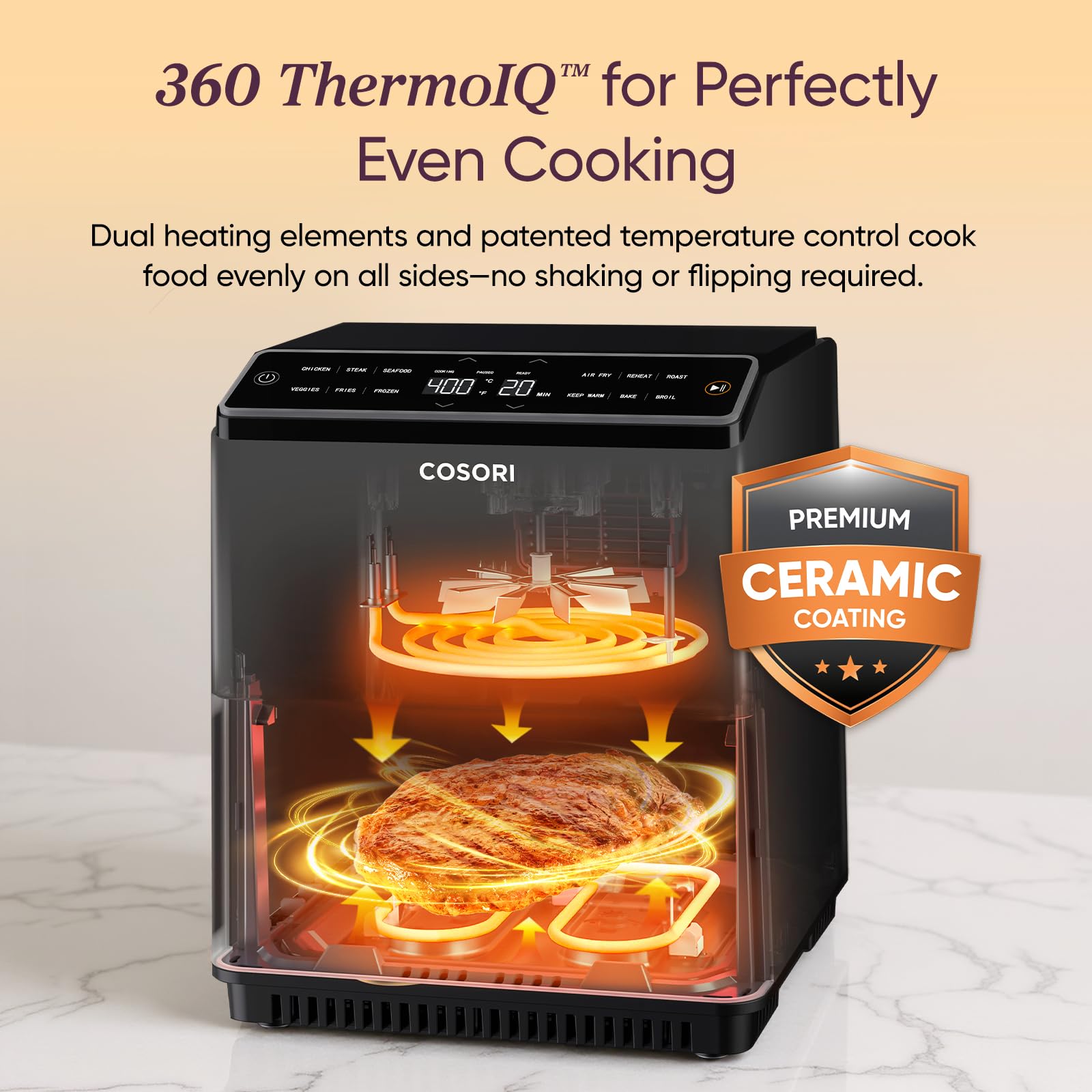 Cosori TurboBlaze Air Fryer, 9-in-1, 6 Qt, PFAS-Free Ceramic Coating