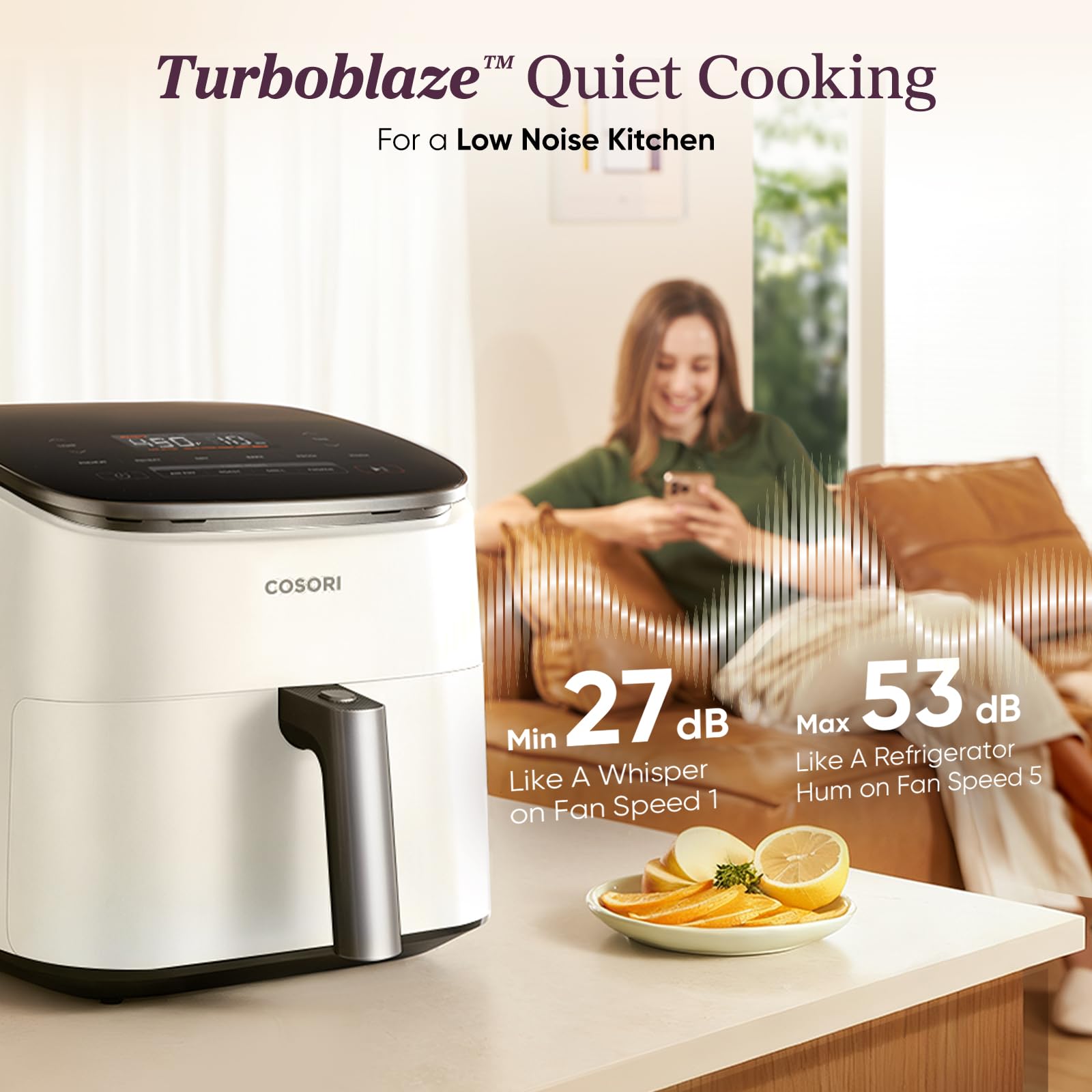 Cosori TurboBlaze Air Fryer, 9-in-1, 6 Qt, PFAS-Free Ceramic Coating