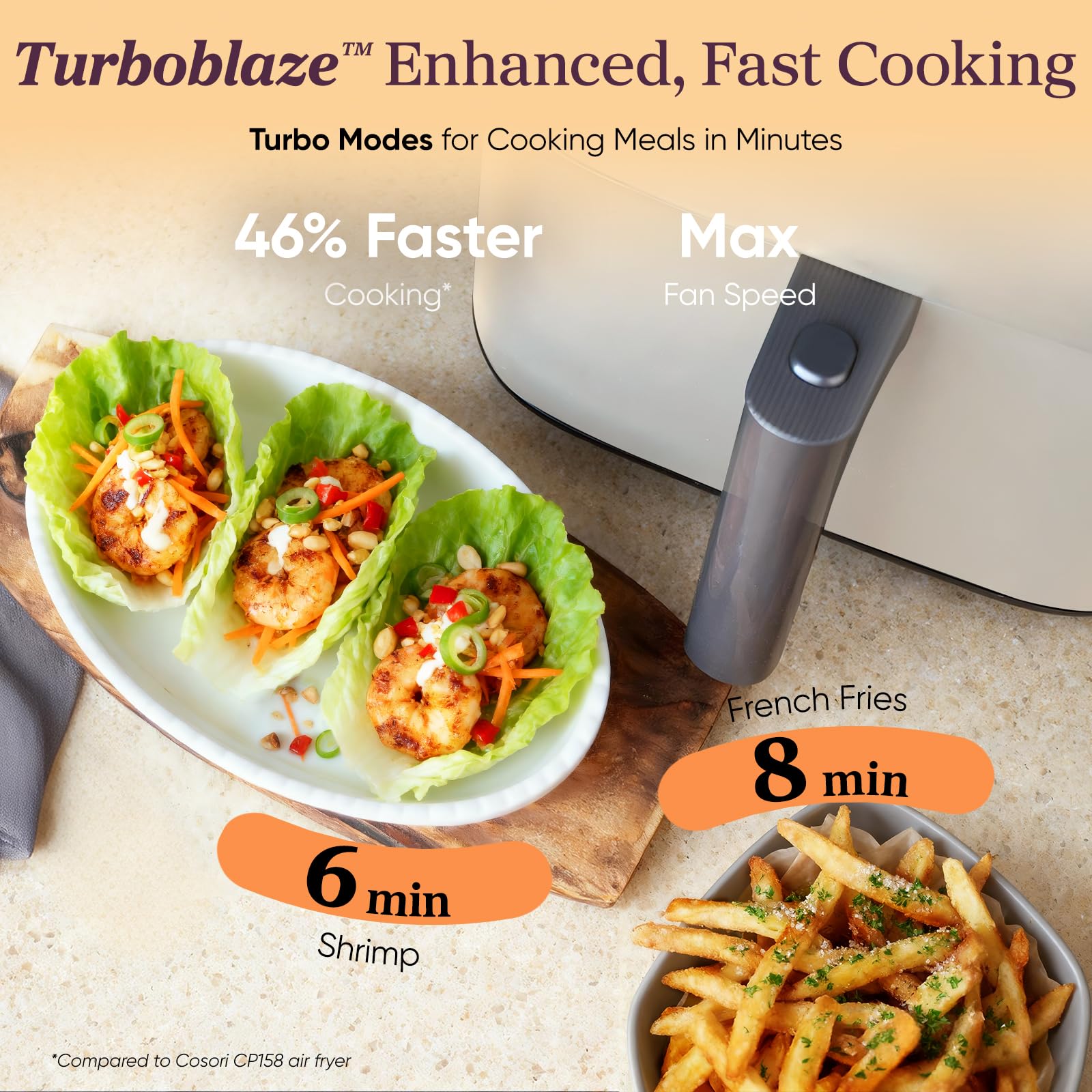 Cosori TurboBlaze Air Fryer, 9-in-1, 6 Qt, PFAS-Free Ceramic Coating